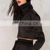 Wholesale Woman Coats and Jackets, Women High Neck Black Track Jacket thumbnail-3
