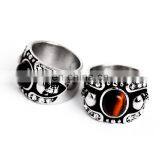 Fashion Onyx Stone Men Silver Titanium Ring thumbnail-1