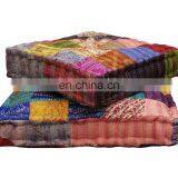 Silk Sari Patchwork Floor Cushions Silk Kantha Patchwork Floor Pillows thumbnail-4