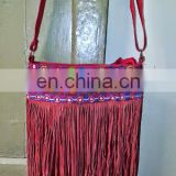 Indian Kantha work Banjara Tote bag#bambuse#gypsy#bohofashion#fringe#suede