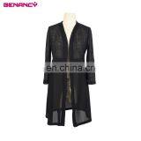 European Design Summer Long Solid Cardigan Roll Up Sleeve With the Vest Printed Dress Women's Set Suit Dress thumbnail-5