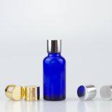 30ml Blue Glass Bottle With 18-415 Glossy Aluminium Cap For Cosmetic Oil thumbnail-1