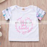 2019 Summer "isn't She Lovely" Letter Print Girls Cotton Tshirt & Kids Floral Striped pp Pants & Headband 3pc Set thumbnail-2