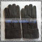 Beige Color Sheepskin Shell Fur Lining Women Leather Gloves thumbnail-1
