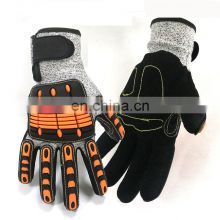 Cut Level 5 Anti Impact Oil Gas Safety TPR Protector Impact Gloves Mechanic Work Gloves With Reinforced Saddle SBR Padding