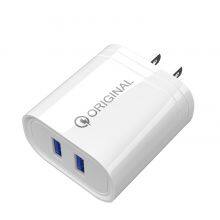 Factory Wholesale Price EU/US Plug Quick Charger 3.0 2 USB Port Charger for Mobile Phone
