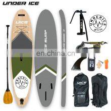 UICE Triple Layer Strongest Wood Design Inflatable Sup Stand Up Paddle Board ISUP Air Board Support Custom