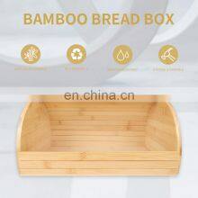 Bamboo Bread Box Wooden Kitchen Storage Bin Bread Container With Transparent Window thumbnail-2