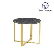 Nordic Minimalist Living Room Negotiation End Table Rectangular Shape Rose Gold Stainless Steel Glass or Marble Top Side Table thumbnail-1