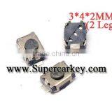 High Quality Micro Switch 3*4*2 (with 2 Legs) 10pcs/lot thumbnail-1
