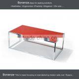 T-021L# Red Modern Glass Coffee Table in Metal Office Table thumbnail-1