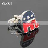 Elephant Shaped United States Vote Election Souvenir Customize Logo Zinc Alloy Metal Enamel Engrave Cufflinks thumbnail-2