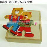 Hot Sale Dress up Bear Family Wooden Puzzle in Box Educational Toys thumbnail-1