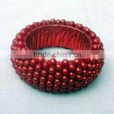 Red Napkin Ring, Beaded Napkin Ring, Crystal Napkin Ring thumbnail-1