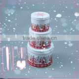round shaped biscuit tin box with three sets