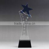 Wholesale clear custom first class glass medal crystal color glass trophy star trophies