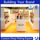 Global chain brand wooden footwear display systems in retail store