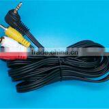 1m 4poles 90 Degree 3.5mm Male to 3RCA Male Cable Black Color Top Quality