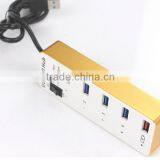 Aluminum Alloy USB 3.0 4 Port Hub Power + 1A Charging Port With Master Power Switch thumbnail-2