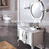 Wooden Bathroom Furniture for Villa , Antique White Bathroom Vanity With Silver Foil WTS331