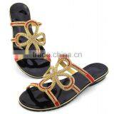 New Style High Quality Gold African Flat Slippers With Stones for Women