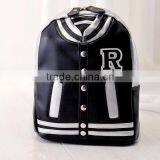 High Quality Korean Splice Style pu Leather Girl and Boy School Backpack Bag thumbnail-5