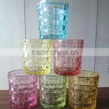 Woven Belt Design Colored Decorative Glass Cup for Candle thumbnail-1