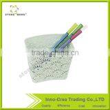 Flower Pattern Desk Organizer Green Spray Metal Pencil Holder thumbnail-2