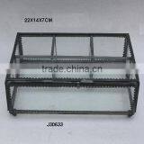 Glass and Metal Box With Brass Fittings in Antique Finish