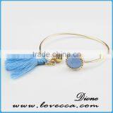 New Arrival Designs Pink Adjustable Glass Stone Brass Bangle With Tassel thumbnail-3