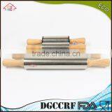 NBRSC Professional Non-Stick Roller Metal Silicone Rolling Pin Dough Roller Wooden Handles thumbnail-2