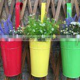 Newest Garden Decoration Supplies Iron Pastoral Balcony Pots Planters Wall Hanging Metal Bucket Flower Holder Garden Decor