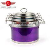 OEM Colorized Stainless Steel Pot/ Soup Pot Kitchen Cookware With Glass Lid thumbnail-2