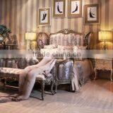 Exquisite French Palace Style Handmade Upholstery Cozy Bed of Wingback Shaped With Nightstand and Bench BF12-03254j thumbnail-1