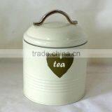 High Quality Powder Coated With Silk Printed Logo Tea Tin Canister Manufacturer thumbnail-1