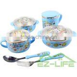 Baby Food Feeding Soup Bowls With Cup Spoon and Fork 6 Pcs/set Kids Dinnerware Set thumbnail-5