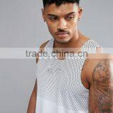 High Quality New Design Custom Grey White Color Gym Wear Comfortable 100% Polyester Micromesh Fashion Men's Sport Dry Fit Vest thumbnail-3