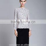 Spring-Summer Season Ladies Length Sleeve Stand Collar Printing Shirt Blouse thumbnail-2