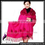 CX-B-P-37B Genuine Rabbit Fur Flower 2015 New Women Shawl thumbnail-1