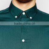 Latest Shirt Designs For Men 100% Cotton Teal Men's Dress Shirt thumbnail-2