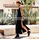 Sexy Silk Fabric Slit Satin Spaghetti Strap Long Dress Summer V Neck Party Evening Dresses 2017 thumbnail-2