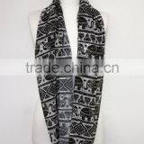 Elephant Pattern Chiffon Infinity Scarf, Circle Scarf, Long Scarf, Spring - Fall - Winter - Summer Fashion thumbnail-2