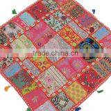 Eclectic Lounge Seating Pillow Rajasthan Patchwork Cowrie Shell Floor Cushion thumbnail-1