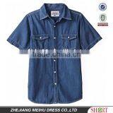 Popular Style 100% Cotton Washed Denim/Retro Cowboy Short Sleeve Shirt for Men thumbnail-1