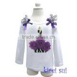 Girls Purple Rosettes 1st Birthday Zebra CupcakeWhite Long Sleeves Tops 1-7Y thumbnail-1