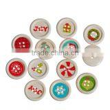Wood Sewing Buttons Scrapbooking 4 Holes Round Multicolor Christmas Pattern thumbnail-1
