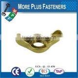 Made in Taiwan Brass Plated Coarse Thread Zinc Plating Steel Stamped Wing Nut thumbnail-2