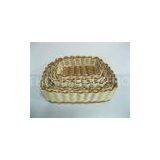 Weaving Plastic Rattan Bread Basket Smellless , Bakery Display Tray thumbnail-1
