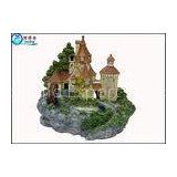 Luxury Castle Aquarium Resin Ornaments With Landscaping Rockery And Waterwheel