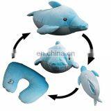 2 in 1 Memory Foam Stuffed Animal Soft Plush Blue Color Dolphin Toy u Shaped Pillow Cushion Convertible Kids Travel Neck Pillow thumbnail-3
